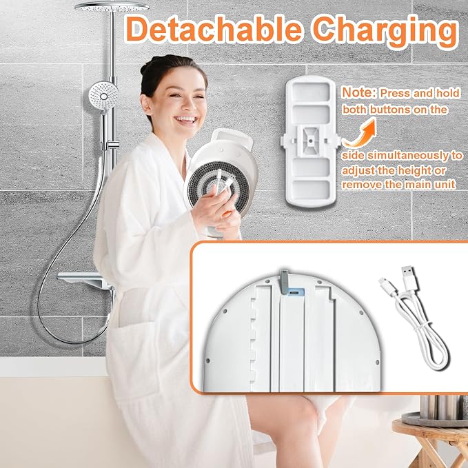 Electric Body Brush, Wall-Mounted Body Brush with Soft Bristles, Rechargable Body Shower Brush for Cleansing, Brushing, Massaging, with Bath Brush Heads,Presents for Women Men Relaxation at Office