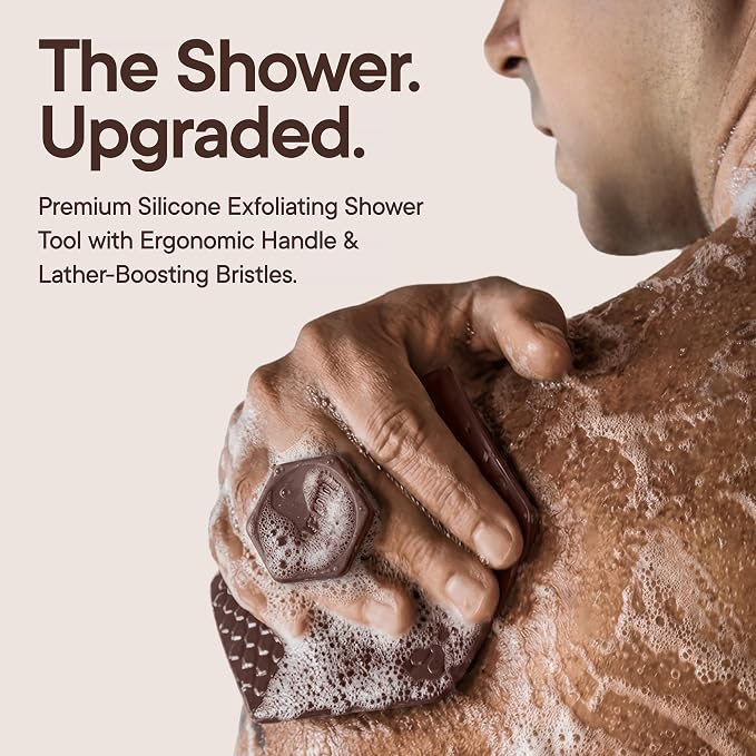 TOOLETRIES Silicone Body Scrubber 2.0, Loofah Alternative - Chocolate | Gentle exfoliating shower scrubber that's quick drying, hygienic and longer lasting than traditional loofahs.