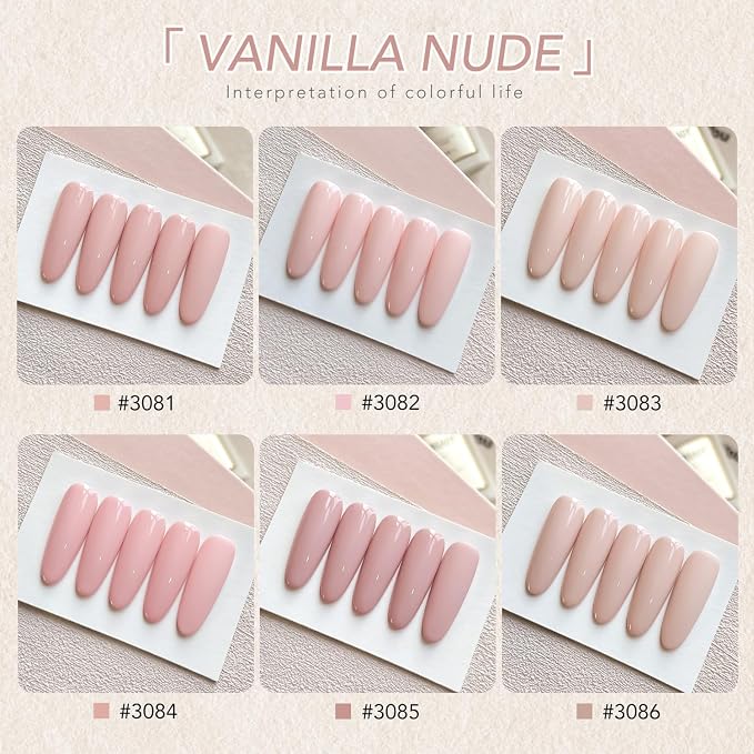GAOY Macaron Nude Gel Nail Polish Set, 6 Colors Peach Pink Nude UV Gel | Sweet Minimalist Creamy Natural Nails, UV Lamp Required, Pigmented, Long Lasting, Easy to Apply, Salon Manicure at Home