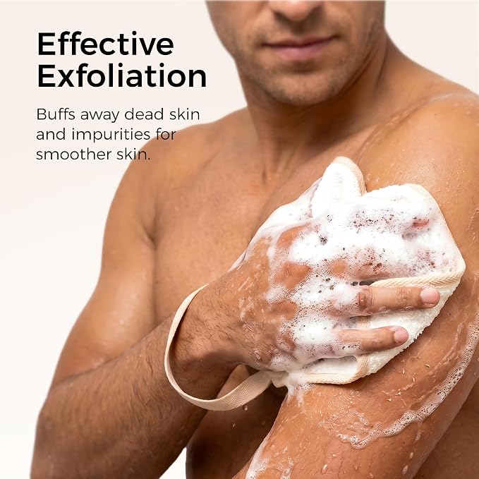 ZOMCHI Exfoliating Washcloth for Face and Body, Dual Function Wash Cloth with Soft and Rough Sides, Exfoliating Scrub Bath Towels, Washcloth with Loop (White, 3 Pack)