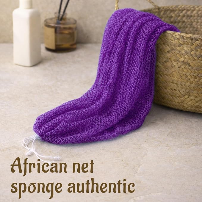 Yiclick African Net Sponge Authentic with Knots - Exfoliating Washcloth Towel, Back Scrubber for Shower Bath, Exfoliating Body Scrubber Exfoliator, African Rags Wash Cloth Loofah Lufa Sponge