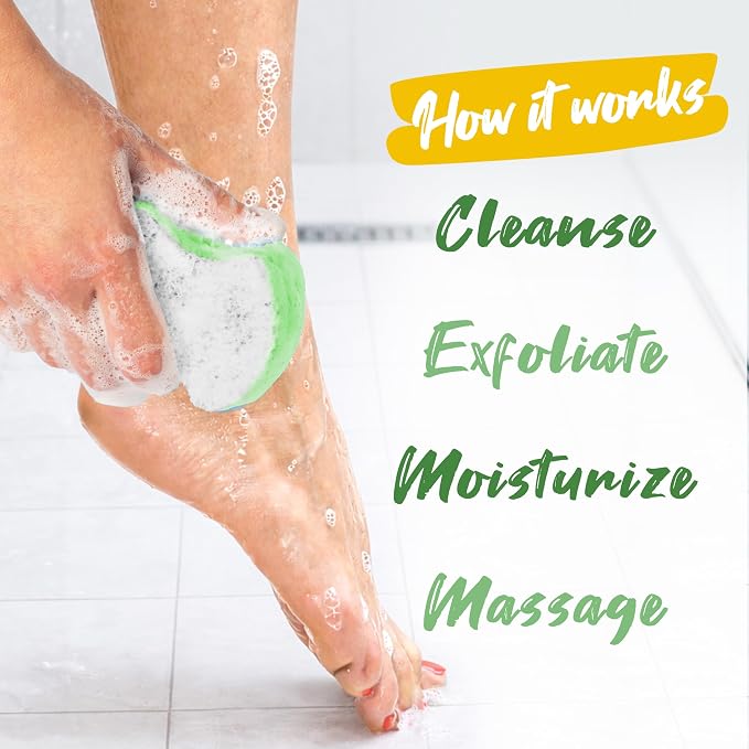 Spongeables Pedi Scrub Foot Exfoliating 20+ Wash Sponge, Citron Eucalyptus, 3 Count