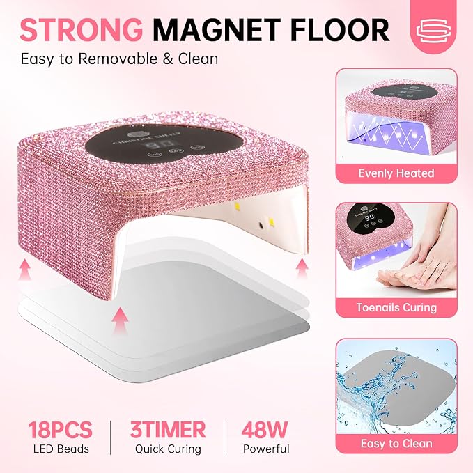 UV Light for Gel Nails, 48W Plug-in Mini UV Nail Lamp | Portable Nail Lamp Diamond Nail Dryer with Touch Control Auto Sensor and 3 Timer Settings Nail Light Curing Lamp, Home