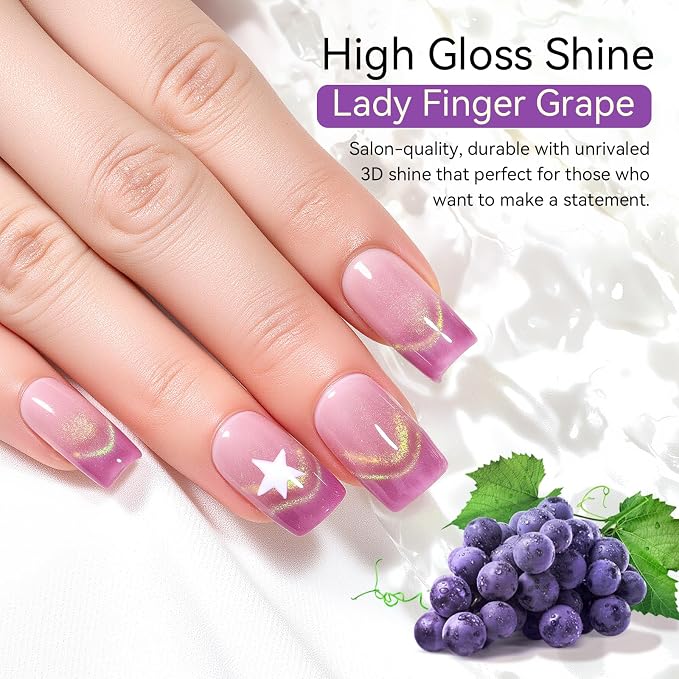 Makartt Cat Eye Gel Nail Polish - 10ml 3D Holographic Glitter Cateye Gel Polish with Magnet, Noble Purple, Long-Lasting UV/LED Soak Off for Salon & DIY - Lady Finger Grape