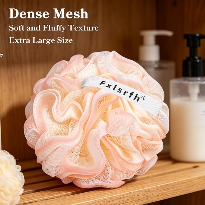 Bath Loofah Sponge 70 Grams Large Size, Soft Mesh Long-Lasting Shower Loofah for Rich Lather, 5 Pack Shower Sponge Exfoliating Cleaning Bath Loofa Body Scrubber Balls for Men & Women(Pink Mixed)