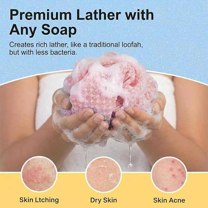2 Pack Exfoliating Washcloth Towels - Exfoliating Body Scrubber Exfoliator, Back Scrubber for Use in Shower Bath, Japanese & Korean Scrub Wash Cloths, Loofah Lufa Sponge Washer for Women Men