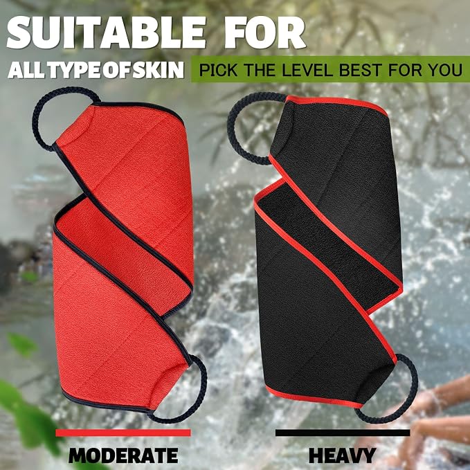 Evridwear Exfoliating Body Scrubber with Handles, Back Washer for Shower | Rayon Material, Removes Dead Skin, No Harsh Soaps Needed, Dry and Rough Skin, Self-Tanning Prep(Moderate Exfoliation)