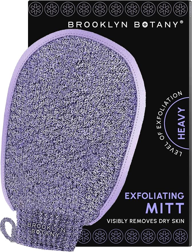 Brooklyn Botany Exfoliating Mitt for Bath and Shower – Heavy Duty Exfoliating Body Scrubber for Massage and Dead Skin Remover for Body – 1 Mitt