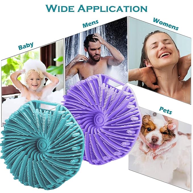 Silicone Body Scrubber for Shower Men Women, Exfoliating Body Scrubbers for Use in Shower, Silicone Body Brush for Showering, Charcoal, Easy to Clean - Body Brush Buffer Scrubber for All Skin Types