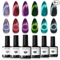 modelones Cat Eye Gel Nail Polish Set Glitter 6Colors Red Blue Green