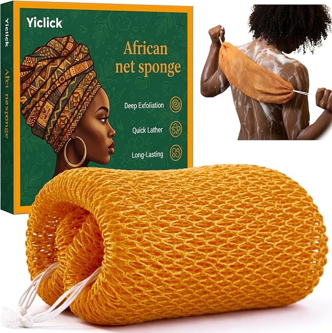 Yiclick African Net Sponge Authentic with Knots - Exfoliating Washcloth Towel, Back Scrubber for Shower Bath, Exfoliating Body Scrubber Exfoliator, African Rags Wash Cloth Loofah Lufa Sponge