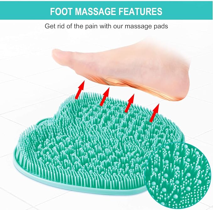 BESKAR XL Larger Shower Foot Scrubber Mat with Non-Slip Suction Cups | Cleans, Smooths, Exfoliates, Massages Your Feet Without Bending, Improve Foot Circulation, Soothes Tired Feet