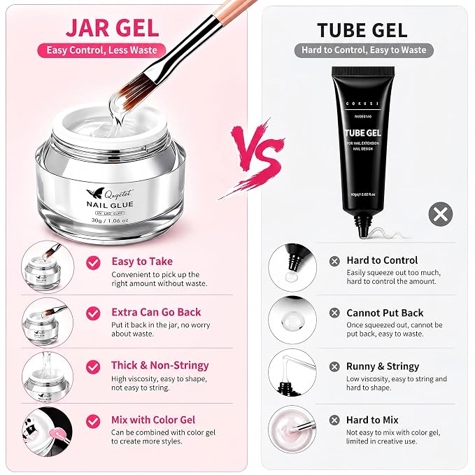 30g 3D Nail Gel with Nail Brush, Clear 3-in-1 Sculpting Glue | for Drawing, Molding, Rhinestones & Charms, No Wipe Builder for DIY Nail Art, UV LED Lamp Needed