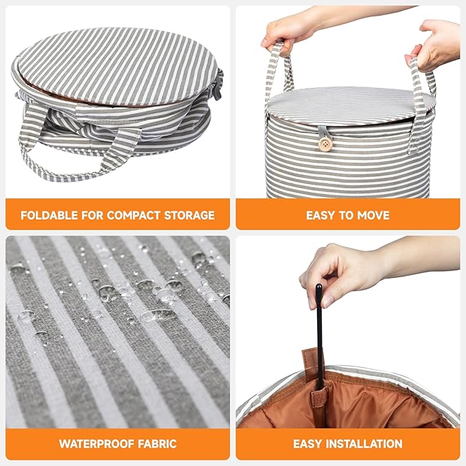 38L Foldable Towel Warmer Bucket,Heated Towel Warmers for Bathroom,Travel & Outdoors, 4 Heat Settings, Auto Shut Off,360° Ring Heating,Waterproof Fabric,Fits Oversized Towels, Robes, Blankets