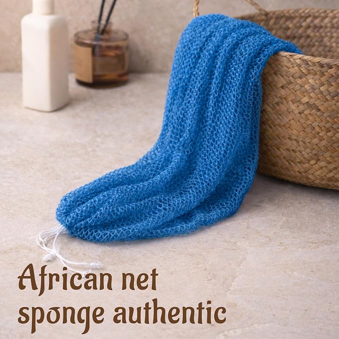 Yiclick African Net Sponge Authentic with Knots - Exfoliating Washcloth Towel, Back Scrubber for Shower Bath, Exfoliating Body Scrubber Exfoliator, African Rags Wash Cloth Loofah Lufa Sponge