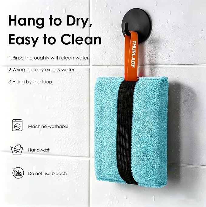 Exfoliating Body Scrubber, Rough Body Scrubber Exfoliator, 2 Pack | Large Exfoliating Bath Sponges for Shower, Loofah for Men and Women, Deep Cleansing, Reusable & Long-lasting, Blue
