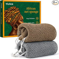 Yiclick African Net Sponge Authentic with Knots 2 Pack - Exfoliating Washcloth Towel, Back Scrubber for Shower Bath, Exfoliating Body Scrubber Exfoliator, African Rags Wash Cloth Loofah Lufa Sponge