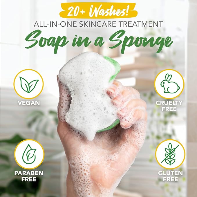 Spongeables Pedi Scrub Foot Exfoliating 20+ Wash Sponge, Citron Eucalyptus, 3 Count