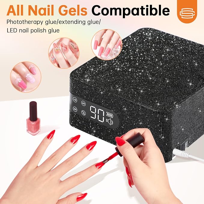 96W UV Nail Lamp, Plug-in Nail Dryer | UV Light for Nails with 4 Timer Setting, Touch Control & Auto Sensor, Fast Curing Lamp for Gel Polish Manicure Salon & Home