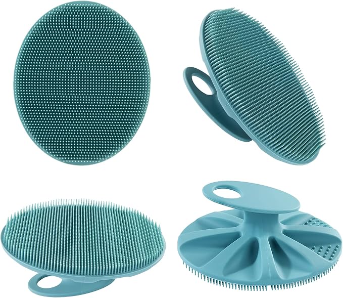 INNERNEED Silicone Body Cleansing Brush Exfoliating Scrubber, DGreen+Blue | Gentle Massage, Deep Clean, Hygienic Shower Scrub Brush Soft Bristles for All Skin Types, Easy to Hold