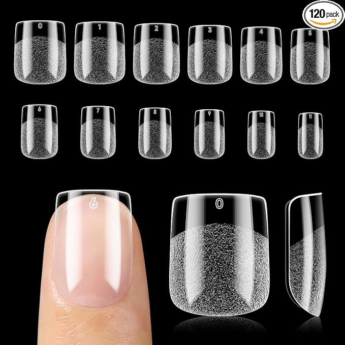 UNA GELLA Extra Short Nail Tips Square Pre-etched Full Cover 120Pcs | Soft Gel Square Nail Tips False Fake Nails for Acrylic Clear Short Press on Nails Home DIY Salon 12 Sizes for Women