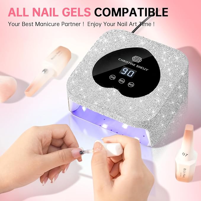 UV Light for Gel Nails, 48W Plug-in Mini UV Nail Lamp | Portable Nail Lamp Diamond Nail Dryer with Touch Control Auto Sensor and 3 Timer Settings Nail Light Curing Lamp, Home