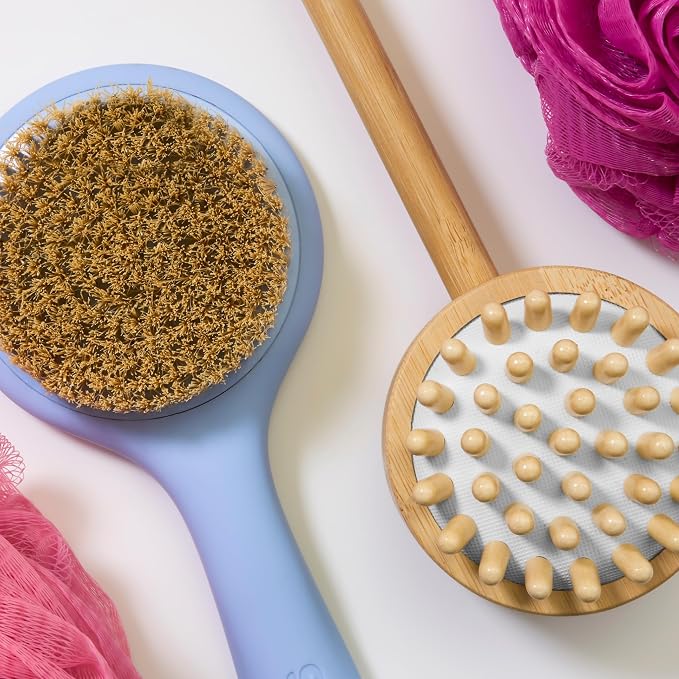 Bliss Wooden Back & Body Exfoliating Dry Brush Tool - Clean, Gentle Formula