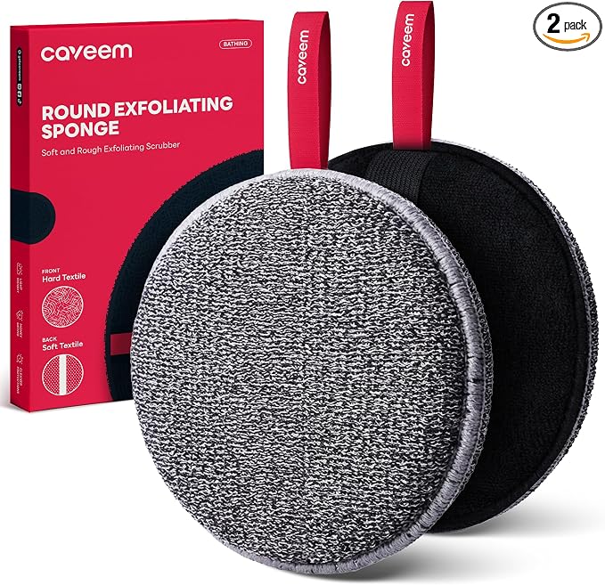 Caveem Exfoliating Body Scrubber, Bath and Body Scrub Buffer, Body Exfoliator for Remove Dead Skin, Gentle and Rough Lightweight Sponge for Shower (2 Pack)