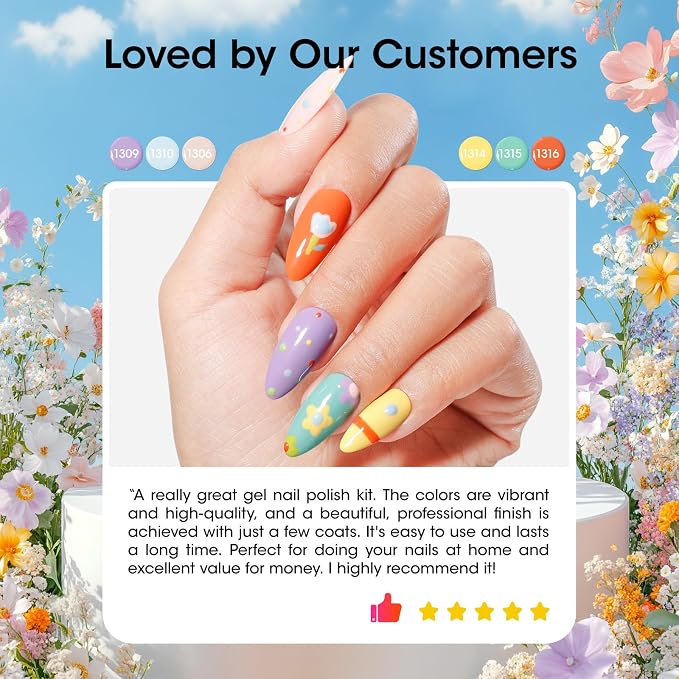 GELLEN Gel Nail Polish Set 24PCS, Pastel Bright Gel Polish Kit | 24 Colors with Base, Glossy, Glitter & Cat Eye Top Coats Plus Magnet for DIY Nail Art at Home or Salon Manicure
