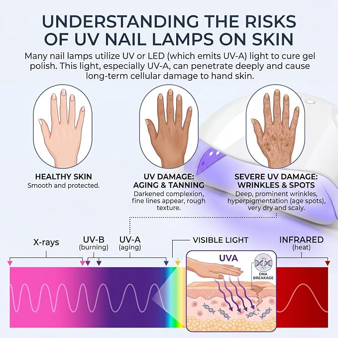 Syhood 3 Pair UV Gloves for Gel Nail Lamp Upf50+ UV Fingerless Protection Glove for Manicures Protect Hand from Sun Nail Lamp