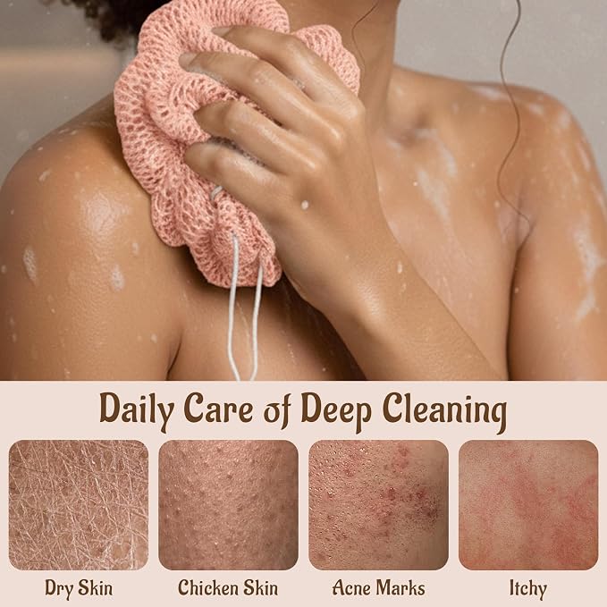 Yiclick African Net Sponge Authentic with Knots - Exfoliating Washcloth Towel, Back Scrubber for Shower Bath, Exfoliating Body Scrubber Exfoliator, African Rags Wash Cloth Loofah Lufa Sponge