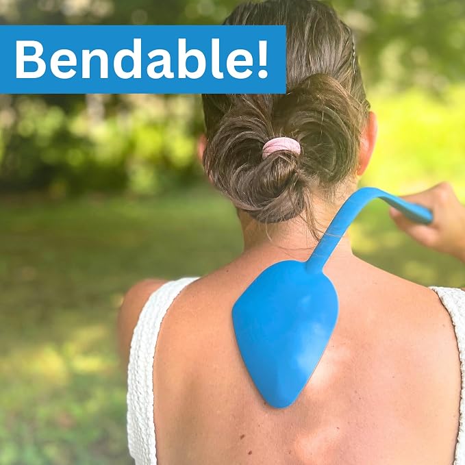 Bendable Long Handled Silicone Back & Scalp Scrubber & Lotion Applicator for Back Bundle (Purple)
