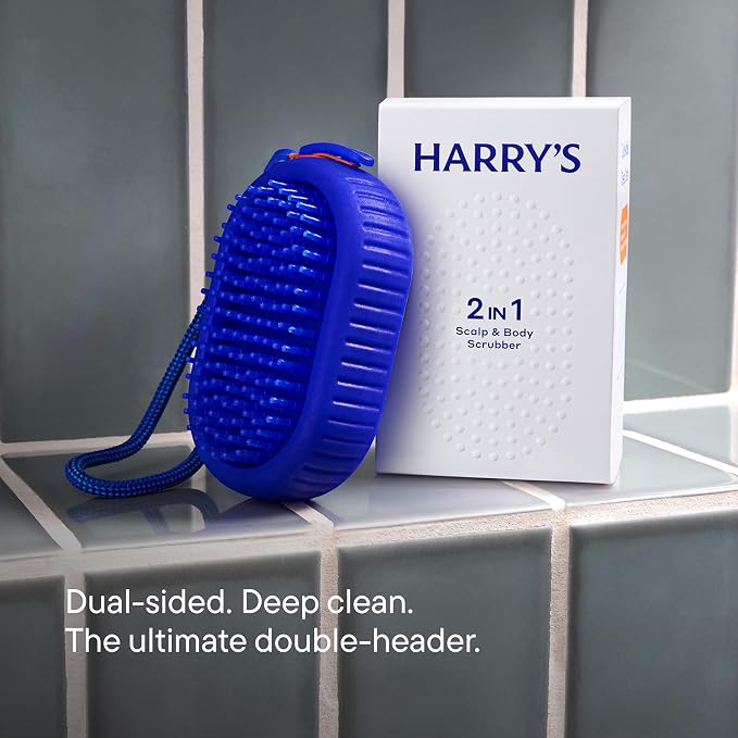 Harry's Men's Body Wash with Scalp & Body Scrubber - Stone - 18 fl oz - Shower Gel for Men - Flexible Exfoliating Shower Brush for Massage and Cleansing