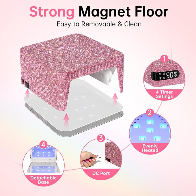96W UV Nail Lamp, Cordless Nail Dryer | Rechargeable UV Light for Gel Nails, Professional Nail Light, Touch Control & Auto Sensor,Fast Curing Manicure for Salon Home
