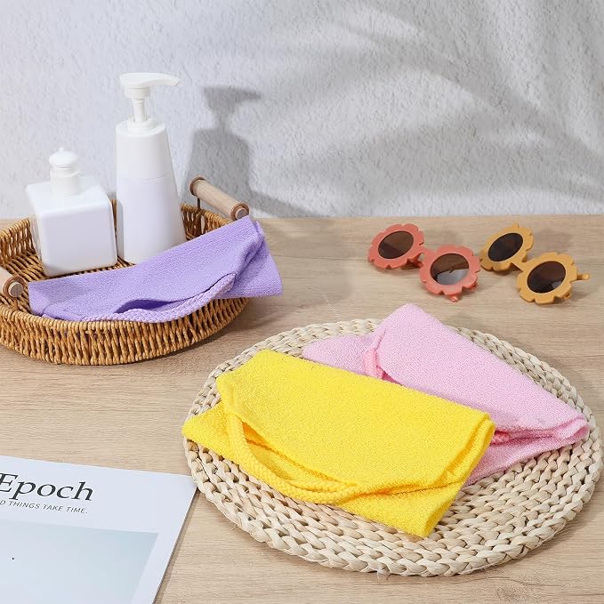 3pcs Exfoliating Back Scrubber for Shower, Double-Sided Back Scrubber Shower Towel with Handles Washcloth Bath Tool in Shower for Women and Men Deep Cleans Skin