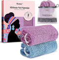 CORATED African Net Sponge with Knots Authentic, Shower Loofah Bath Sponge | Exfoliating Body Scrubber for Women Daily Use Body Care, Travel Portable Bath Accessories for Bathroom