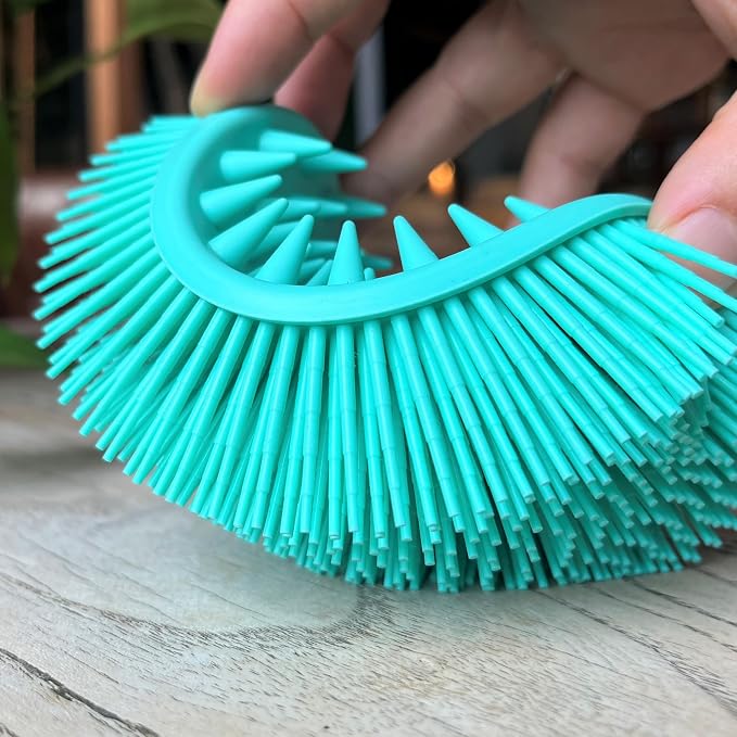Premium Sensory Brushes for Kids or Autism,Soft Silicone Body Scrubber,2 in 1 Sensory Room Occupational Therapy,Silicone Loofah,Pets Shower Brush Bath Brush Shampoo Brush (3pcs(Spiked))