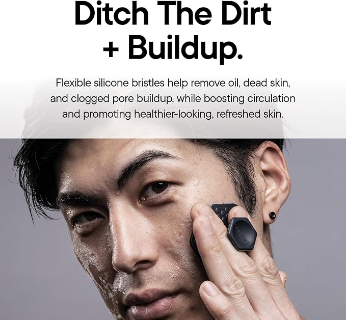 TOOLETRIES Silicone Face Scrubber, Facial Cleansing Brush - Charcoal | Gentle facial exfoliator for deep pore cleansing, dead skin removal and a soft, refreshing massage.