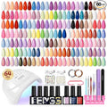 phoenixy Gel Nail Polish Kit with U V Light 64 Pcs Gel Nail Set 45 Colors All Seasons Nail Polish Set Base & 4 Effects Top Coat Manicure Tools Complete Nail Kit Gifts for Women Girls