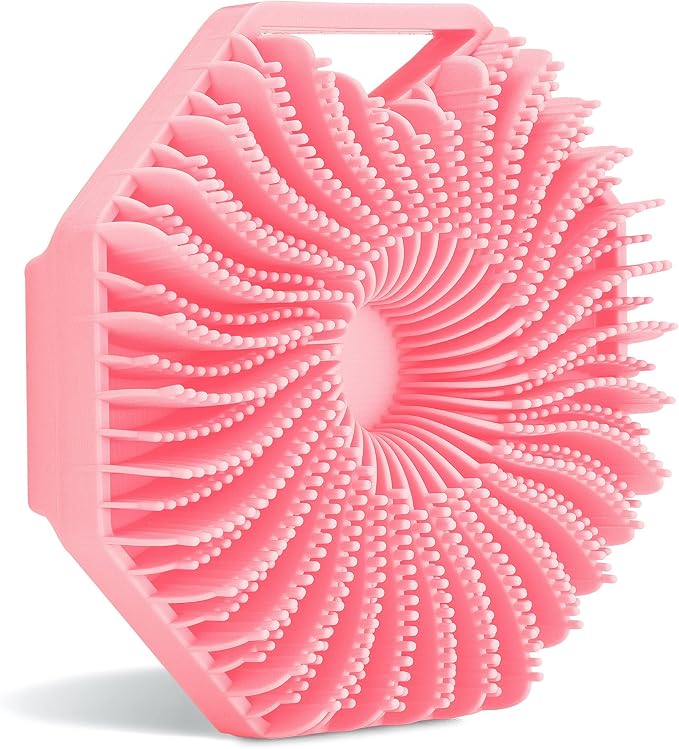 Sud Scrub® Antimicrobial Silicone Body Scrubber, Exfoliating Body Brush for Sensitive Skin, Antibacterial Shower Scrubber for Body, Bathroom Essentials for Men & Women, Pink