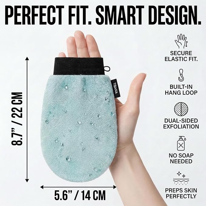Exfoliating Glove for Shower – Dual-Sided Scrubber Mitt – Deep Exfoliation Washcloth Mittens – Dead Skin & Tan Remover for Body – Body & Face Exfoliator Loofah Wash Cloths for Showering (2-Pack)