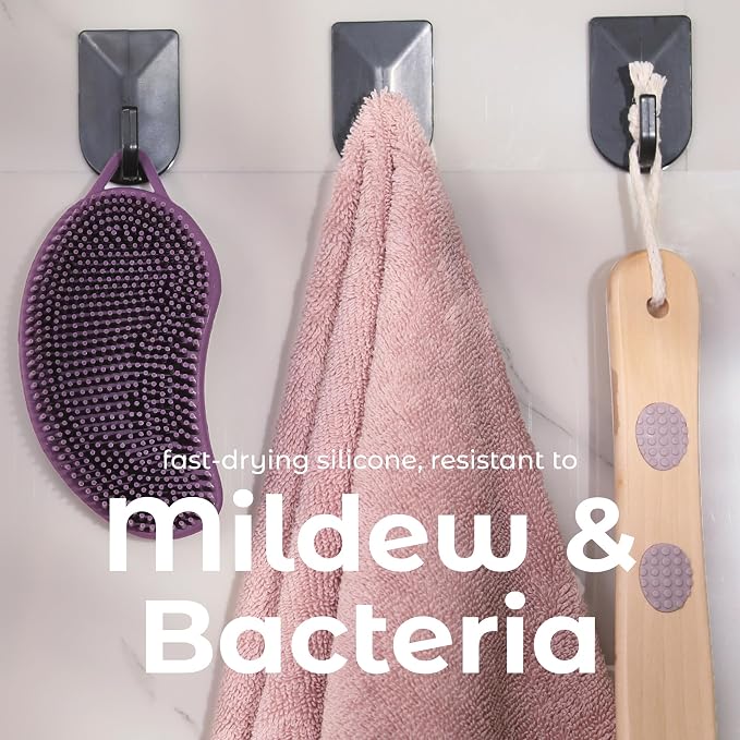 MainBasics Silicone Body Scrubber Dual-Sided, Purple, Scalp | Shower Scrubber and Scalp Massager, Gentle Silicone Loofah Alternative for Deep Clean