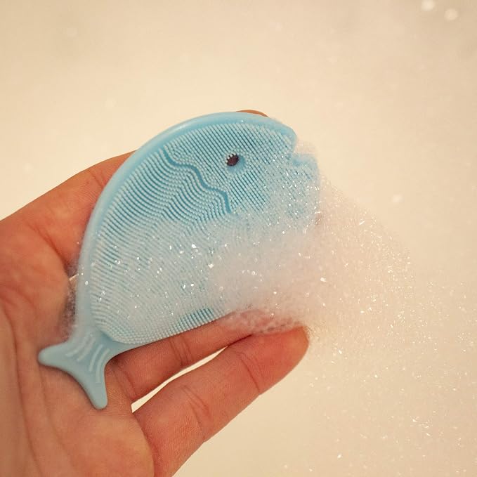 Innobaby Bathin Smart Silicone Cradle Cap Brush for Baby, Essential for Dry Skin & Eczema, Silicone Scrubber & Gentle Exfoliator with Suction Handle, Quick Dry Food Grade Silicone, Blue
