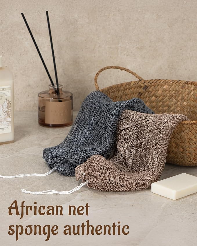 Yiclick African Net Sponge Authentic with Knots 2 Pack - Exfoliating Washcloth Towel, Back Scrubber for Shower Bath, Exfoliating Body Scrubber Exfoliator, African Rags Wash Cloth Loofah Lufa Sponge