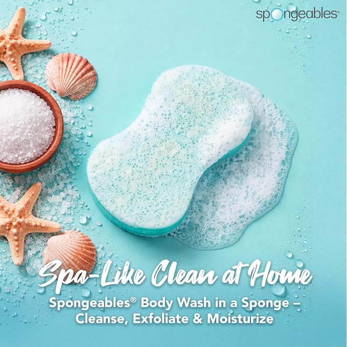 Spongeables Body Wash in a 20+ Wash Sponge, Sea Salt, 1 Count