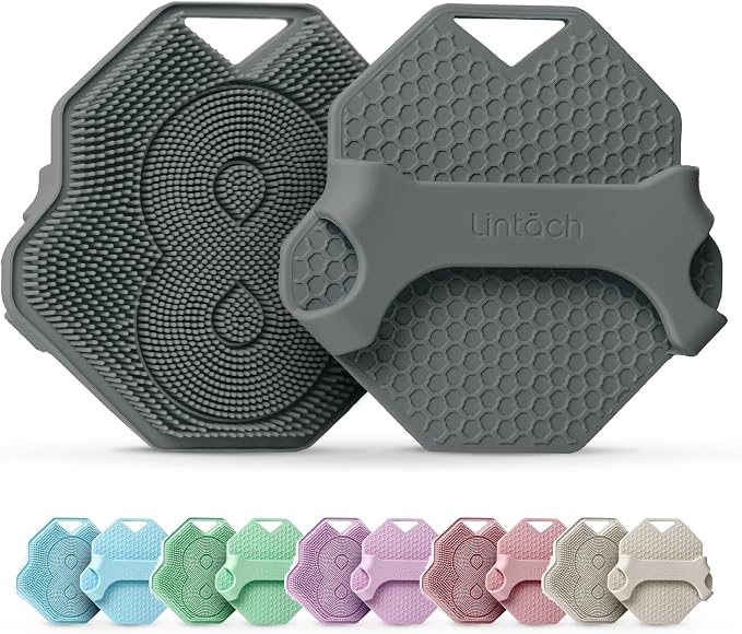 Silicone Shower Body Scrubber, Exfoliating Loofah Alternative - Gray | Silicone loofah alternative, zinc and silver infused, hygienic, gentle for sensitive skin, durable and long-lasting