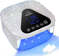 UV LED Nail Lamp with UV Gloves,Magnetic Metal Mirror Base Cordless Nail Dryer, Gel Polish Curing Light with 4 Timers,Touch Control Display,Auto Sensor for Professional Salon & Home