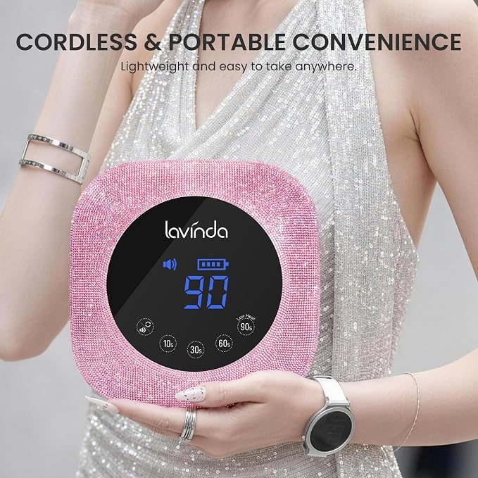 UV Nail Lamp 54W, Cordless Gel UV Led Nail Lamp for Gel Nail Polish, Rechargeable UV Nail Light Nail Dryer with 4 Timer and LCD Display, Professional Fast Curing Lamp Nail Art Tools with Rhinestone