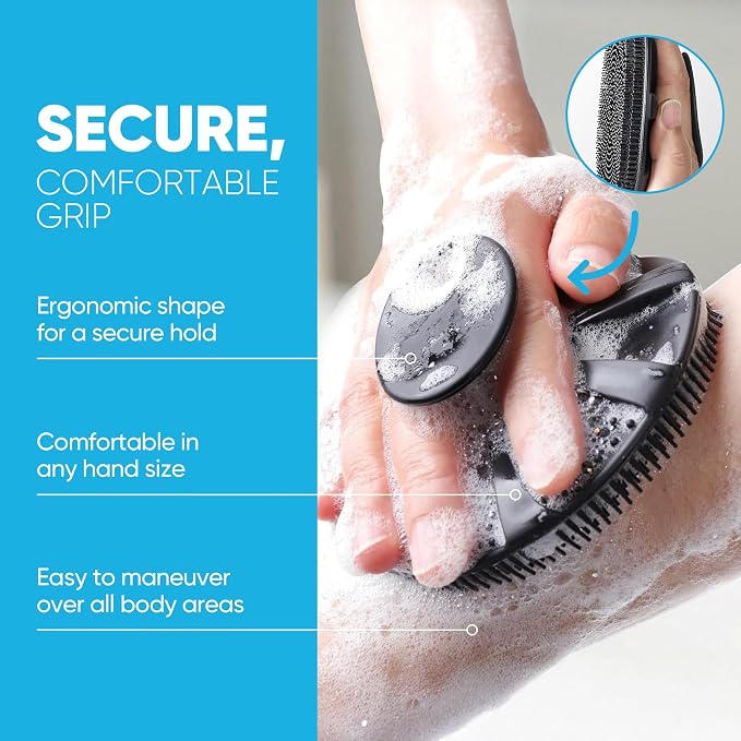 ProBliva Silicone Body Scrubber for Shower - Gentle Exfoliating & Lather Boosting Soft Silicone Cleansing Brush, Deep Clean for Sweat- and Moisture-Prone Areas with Body Wash, for Men & Women