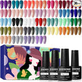JODSONE 36 PCS Gel Nail Polish Set-32 Colors Gel Polish Kit Base Coat Glossy Matte and Glitter Top Coat Nail Polish Set Green Blue Red Pink Collection Gifts for Women